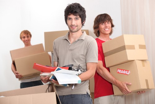 Boxes and furniture arranged for short-term storage in Hamptonhill